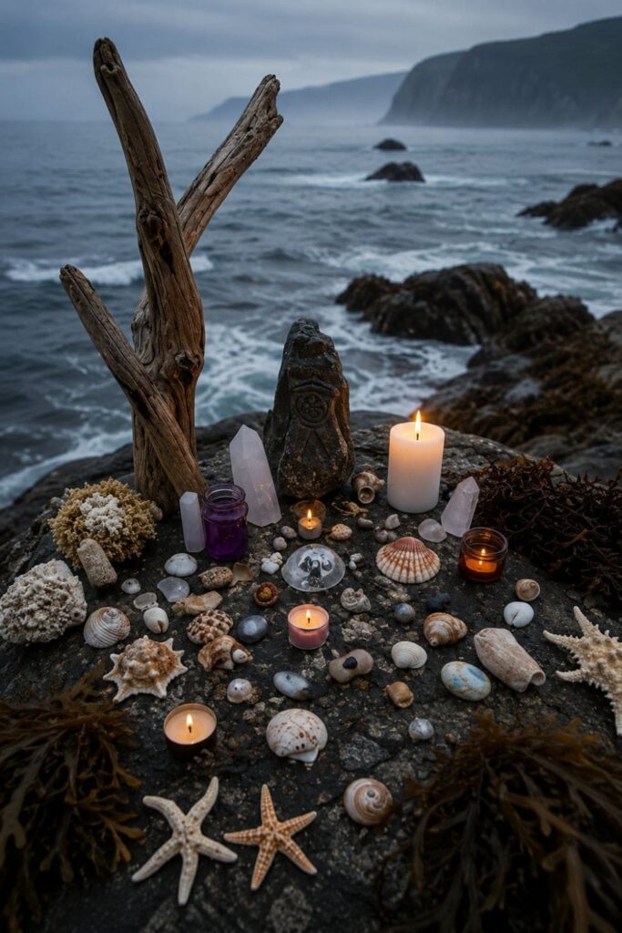 Meditation zum Vollmond in den Fischen – Frau am stillen See in der Vollmondnacht
