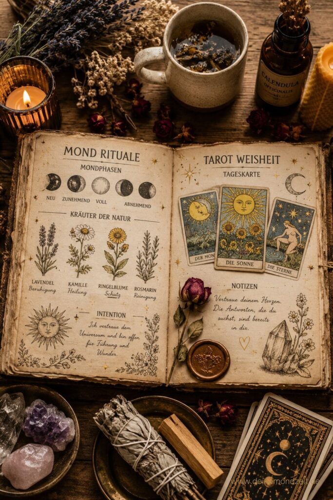 Tarot lernen für Anfänger-3 Tarot mit dem Mondrhythmus Journaling und Tarotkarten