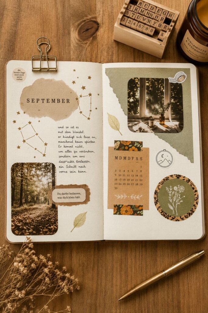 Ideen für Junk Journal Seiten Beispiele