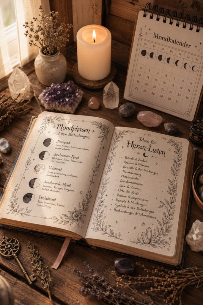 Astrologie und Mondkalender Seiten Grimoire
