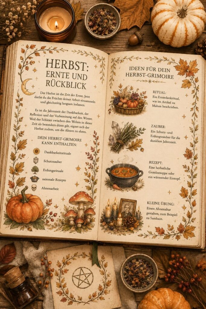 Saisonales grimoire Herbst Seiten