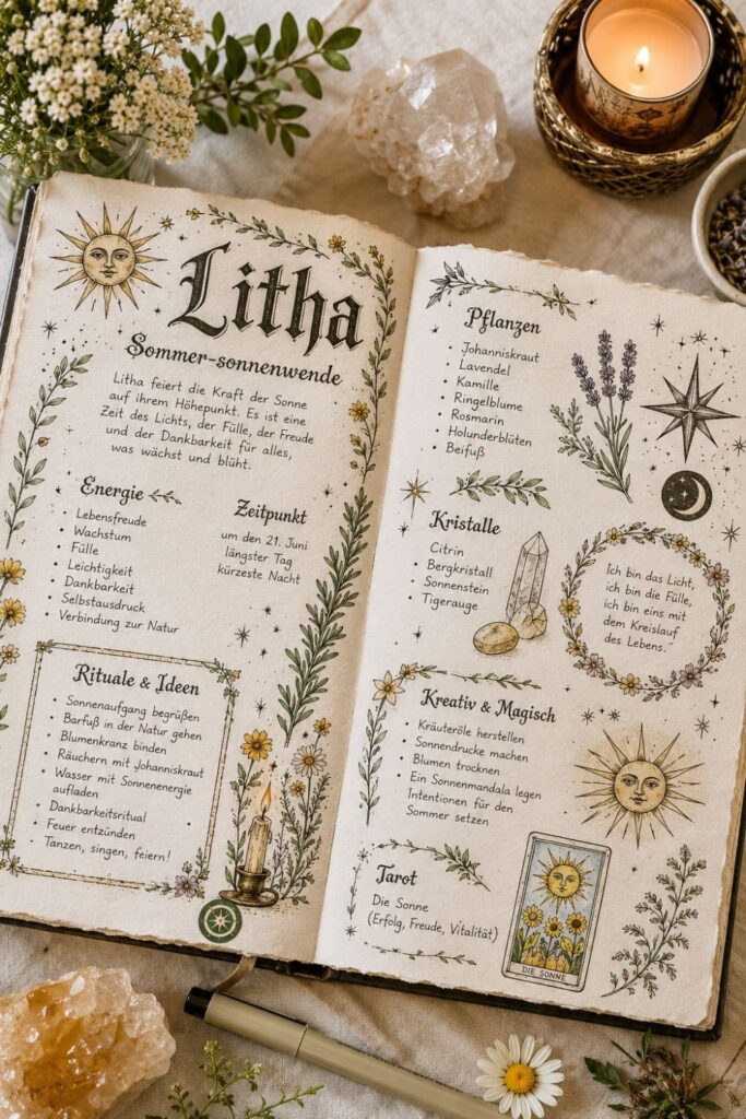 Jarhreskreisfeste Grimoire Seiten Ideen Thema Litha