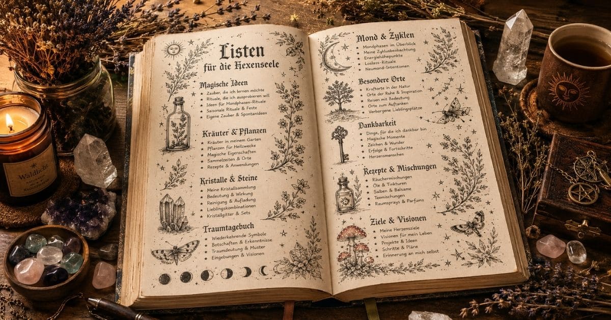 Grimoire Listen Ideen für Tagebuch Seiten