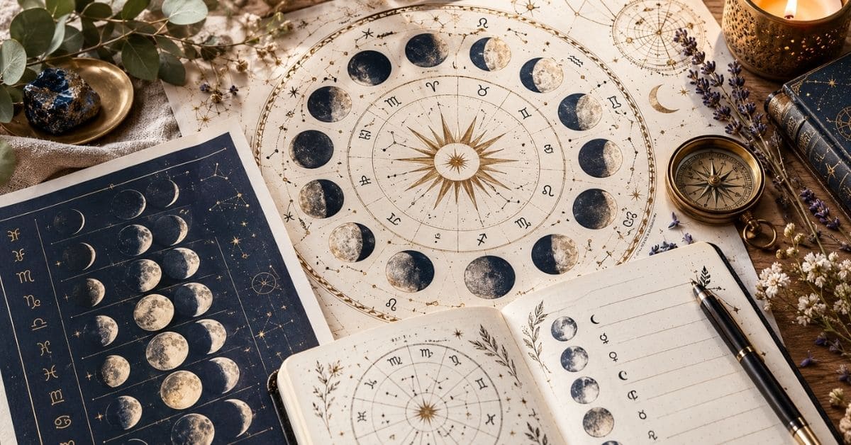 Mondkalender 2027 Mondphasen und Tierkreiszeichen